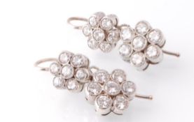 A pair of Late 19th Century Diamond Cluster Drop E