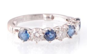 18CT WHITE GOLD SAPPHIRE AND DIAMOND RING