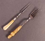 ANTIQUE 17TH CENTURY CARVED BONE HANDLED FORKS