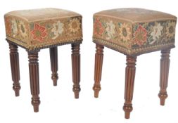 PAIR OF BELIEVED GILLOWS MAHOGANY UPHOLSTERED FOOT