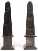 PAIR OF 19TH CENTURY ANTIQUE BLACK MARBLE OBELISKS