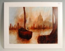 DAVID CHAMBERS - ST PAUL'S FROM THE THAMES - OIL P