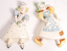 TWO ENGLISH CROWN DEVON POTTERY 1930'S ART DECO WA