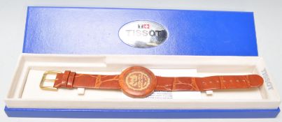 Tissot - A good 1990's Tissot Wood Watch on an official Tissot leather strap with the buckle also