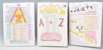 A collection of albums of stamps and related ephemera catalogued alphabetically to include stamps