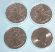 A good group of three 2018 1 oz fine silver United States Of America One Dollar coins with lady