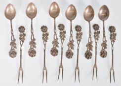 A set of six vintage continental silver coffee spo