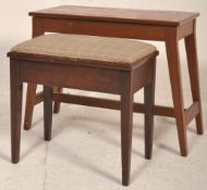 An early 20th century mahogany duet stool - piano stool raised on square tapering legs with