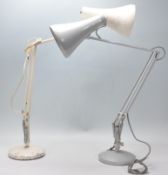 Two vintage retro 20th Century Industrial Herbert Terry anglepoise desk / table lamps. One in a