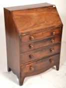 A 19th Century Georgian mahogany bureau of small proportions having one small drawer above three