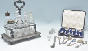 A mixed group of silver and silverplate wares dating from the late 19th Century to include a set