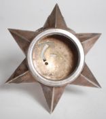 A good heavy 19th Century Victorian silverplate travel clock stand of star form having an easel