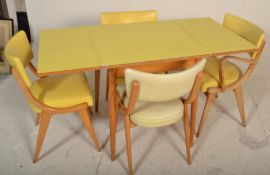A good set of 4 believed Benchairs together with a similar retro yellow mid century drop leaf