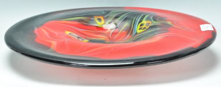 A good large retro 20th Century studio art glass table centerpiece bowl / dish having red and