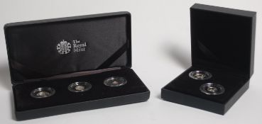 A cased Royal Mint 2014 Changing Face of Britain Silver proof Britannia three coin set containing