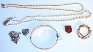 A 925 silver Art Nouveau necklace pendant and chain. The pendant inset with amethyst together with a