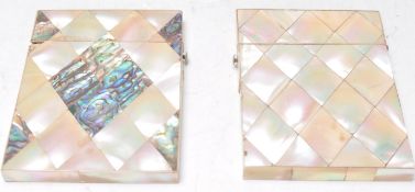 Two 19th Century mother of pearl card cases of rectangular form with both having push button catches