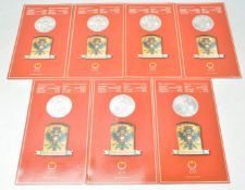 A group of seven re strike of the 1780 Maria Theresa Thaler  / Thaler coins in fine silver. Each one