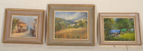 Marjorie Quinn (20th Century)- Three oil on board paintings depicting continental landscape scenes