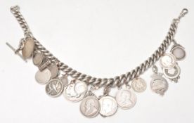 A good heavy silver hallmarked Albert pocket watch chain having thick graduating hallmarked links