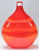 A vintage retro 20th Century large red vase of slim round form having a waisted neck and two tone