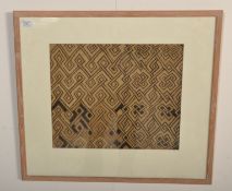 An early 20th Century Kuba tribal Democratic Republic of Congo currency cloth panel constructed from