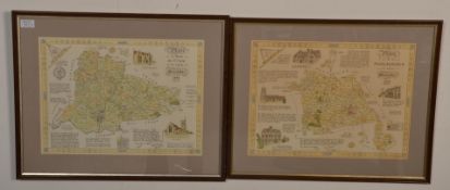 Local Interest - Two framed and glazed antique style maps to include a map of Pucklechurch 1844