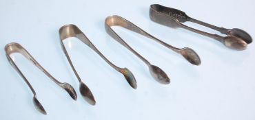 Two silver hallmarked sugar tongs dating from the early 20th Century to include a plane example
