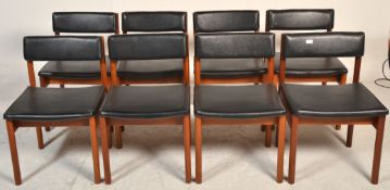 A set of 8 1950's Air Ministry type / retro factory office boardroom dining chairs. Each with teak