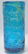 A retro Mdina studio art glass vase of cylindrical form, having swirl trailed decorated in typical