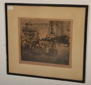 Robert Borlase Smart (1881-1947) - An early 20th Century etching depicting Smeaton's Pier in St