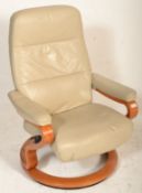 Himolla - A good Himolla Germany reclining swivel armchair upholstered in cream leather with show