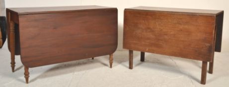 A George III 19th century mahogany drop leaf dining table raised on squared legs together with