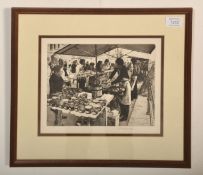 Wilfred Fairclough (1907 – 1996) - Marketplace - A late 20th Century etching depicting a bread and