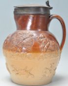 Vauxhall Pottery - An early 19th Century London Salt Glazed Stoneware ewer jug . The two tone jug of