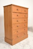 A good quality Antique style large country pine 2 over 4 chest of drawers. Raised on a plinth base