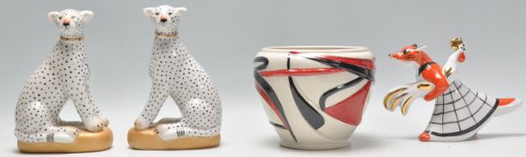 A collection of vintage 20th Century ceramics to include a Charlotte Rhead for crown Ducal planter