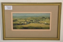 Oliver Ommaney - Dorset - A 20th Century oil on bard landscape painting depicting a village within a