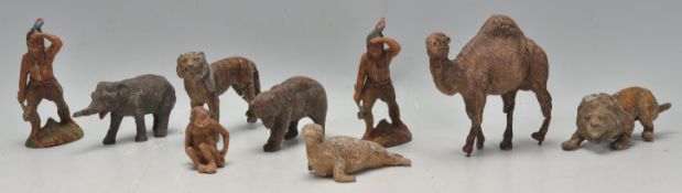 A pair of early 20th Century German made Elastolin composite toy model American Indian  figures