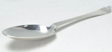 A Channel Islands silver Trefid spoon, by George Hamon, Jersey, the oval bowl with a raised rat-