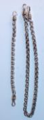 A gentleman's stamped 925 silver rope design necklace having a large hook clasp with gilt bindings