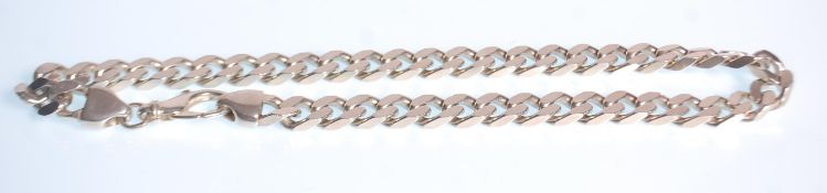 A good English silver 925 gentlemen's flat link chain necklace having a lobster clasp. Weighs 136.