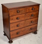 A good 19th Century Victorian mahogany chest of drawers having two short of three long drawers all