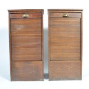 EARLY TO MID 20TH CENTURY ANTIQUE OAK TAMBOUR FILING CABINETS