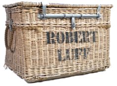 ORIGINAL 20TH CENTURY HINGED TOP WOVEN WICKER BASKET