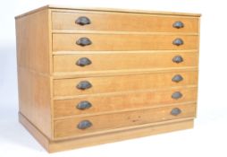 MID 20TH CENTURY LIGHT OAK PLAN CHEST / ARCHITECT DRAWERS