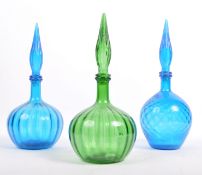 COLLECTION OF EMPOLI ITALIAN GLASS GENIE BOTTLES