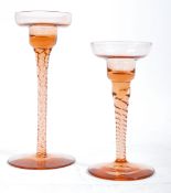 WEDGEWOOD 1960'S STUDIO ART GLASS CANDLESTICKS BY RS. WILSON