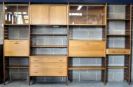 STAPLES LADDERAX 1970'S FOUR BAY TEAK WALL MODULAR SYSTEM