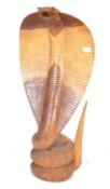 LARGE CONTEMPORARY HAND CARVED SUAR WOOD COBRA SCULPTURE